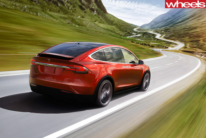 Tesla -Model -X-rear -driving