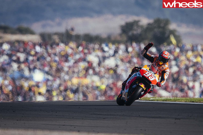 Moto GP-rider -Marc -Marquez -celebrating