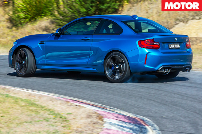 BMW M2 drifting rear view