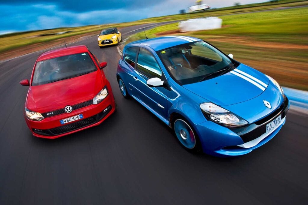 2011 Citroen DS3 vs Renault Clio RS200 Gordini vs Volkswagen Polo GTI comparison classic MOTOR