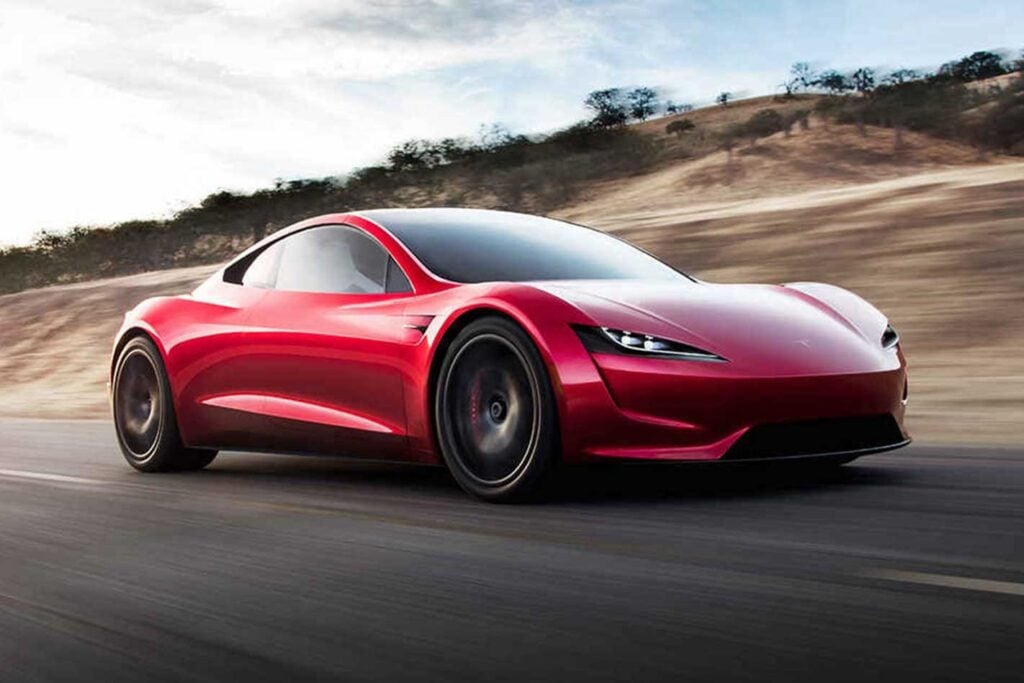 tesla roadster driving