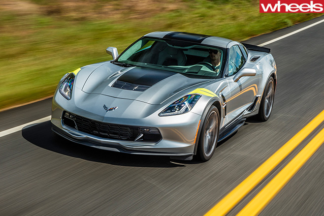 2017-Chevrolet -Corvette -C8-driving -front -side
