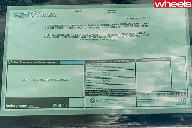 Cadillac -CT6-advisory -sticker