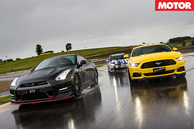 Cars driving in wet