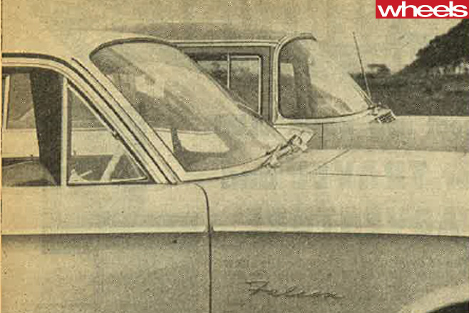 1960-Ford -Falcon -and -Holden -FB-bonnet -side