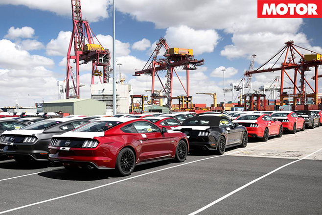 Mustangs lined up