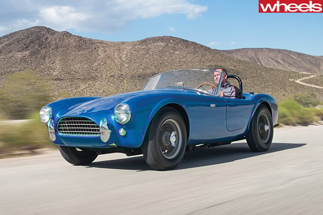Blue -shelby -cobra -driving