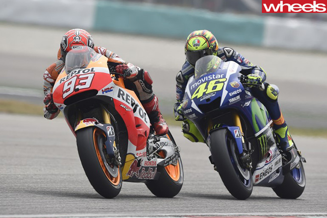 Marquez -leads -Rossi -in Moto -GP
