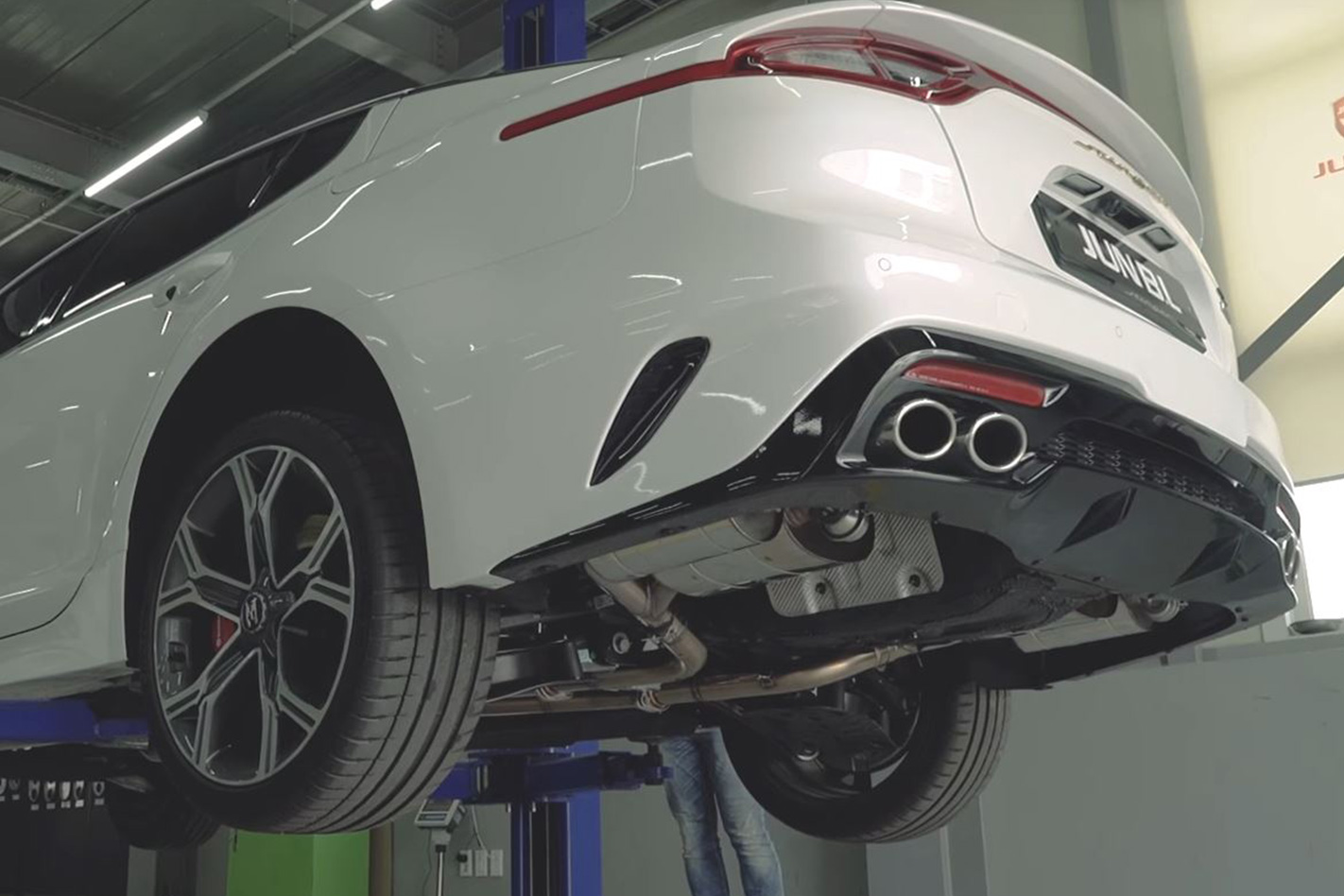 Kia Stinger GT at the mechanics