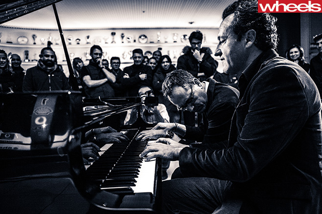 Ferrari -design -boss -falvio -manzoni -with -piano