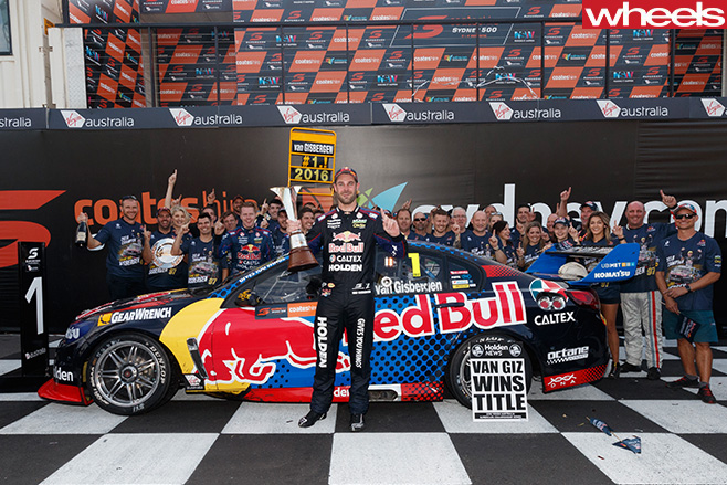 Van gisbergen celebrates with crew