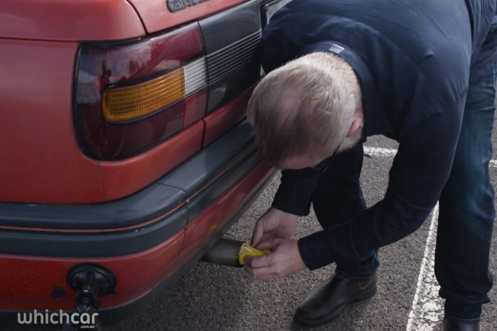 Banana in 1989 Holden Berlina tailpipe