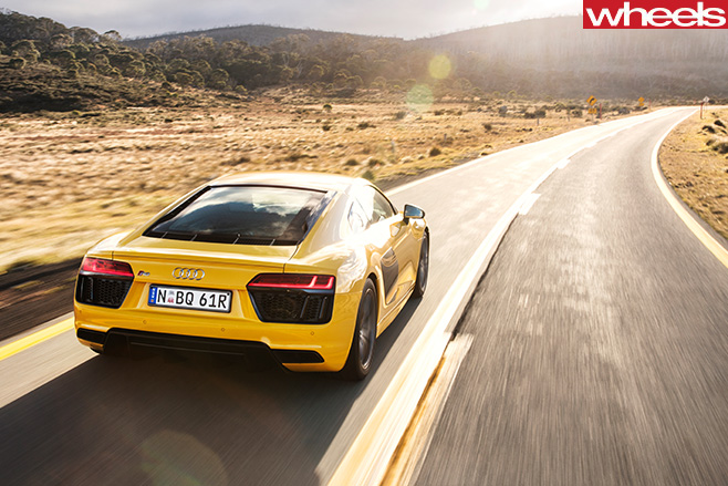 Audi -R8-V10-driving -rear -top