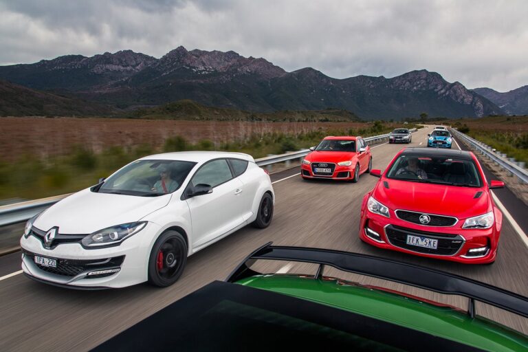 Commodore SS-V Redline v Audi RS3 v BMW M135i v Mercedes-AMG A45 v Mini JCW v Renaultsport Megane v VW Golf R comparison review