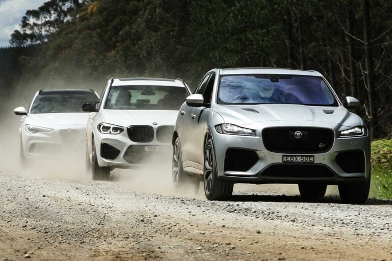 Jaguar F-Pace SVR vs BMW X3 M Competition vs Alfa Romeo Stelvio Q comparison
