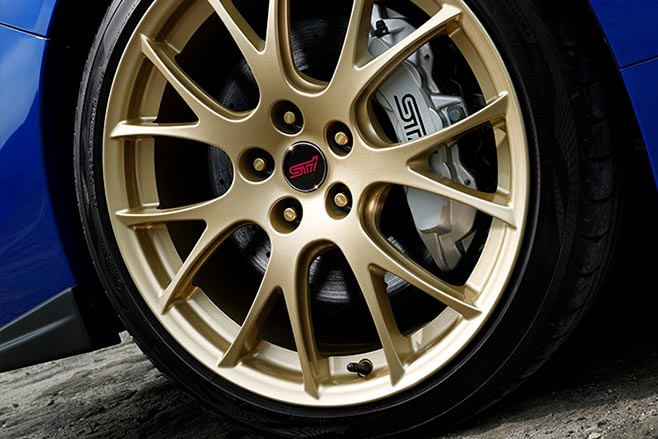 Subaru WRX STi gold BBS wheels
