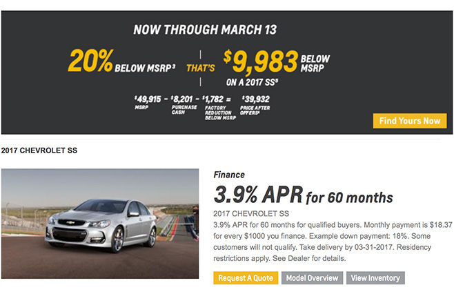 Chevrolet SS runout wipes 10K off RRP