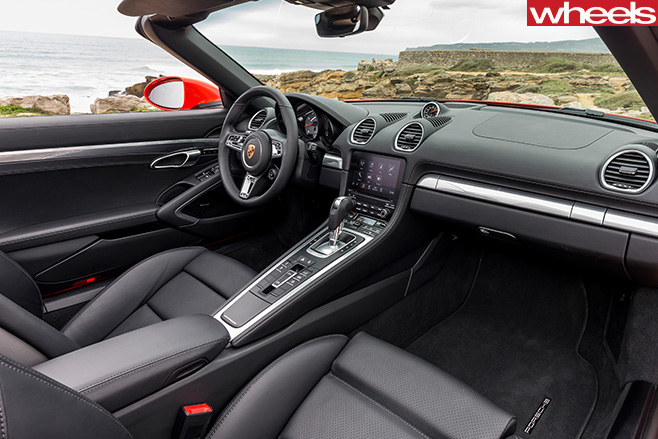Orange -Porsche -918-Boxster -S-interior -wide