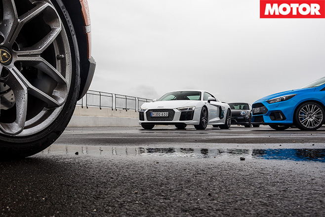 The cars in wet