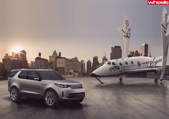 Land Rover Discovery Vision concept & Virgin Galactic SpaceShipTwo replica
