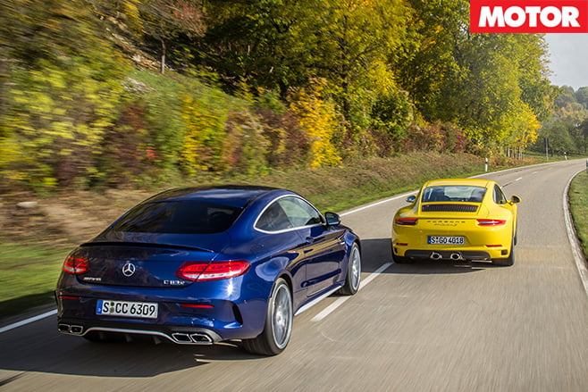 911 Carrera vs C63 S rear