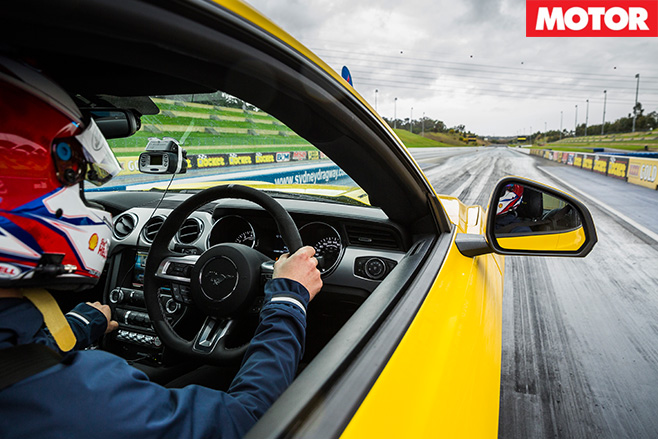 Tony driving the Mustang