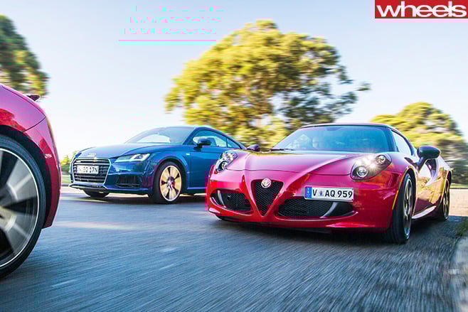 Alfa -Romeo -4C-Audi -TT-Peugeot -RC-Z-driving -around -corner