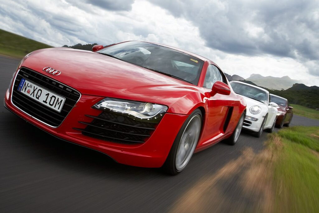 Audi R8 vs Porsche 911 Carrera S vs BMW M6 front
