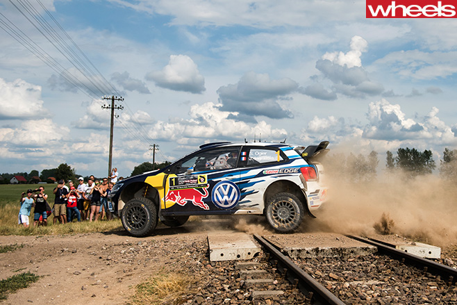 Volkswagen -Polo -R-driving -over -train -tracks