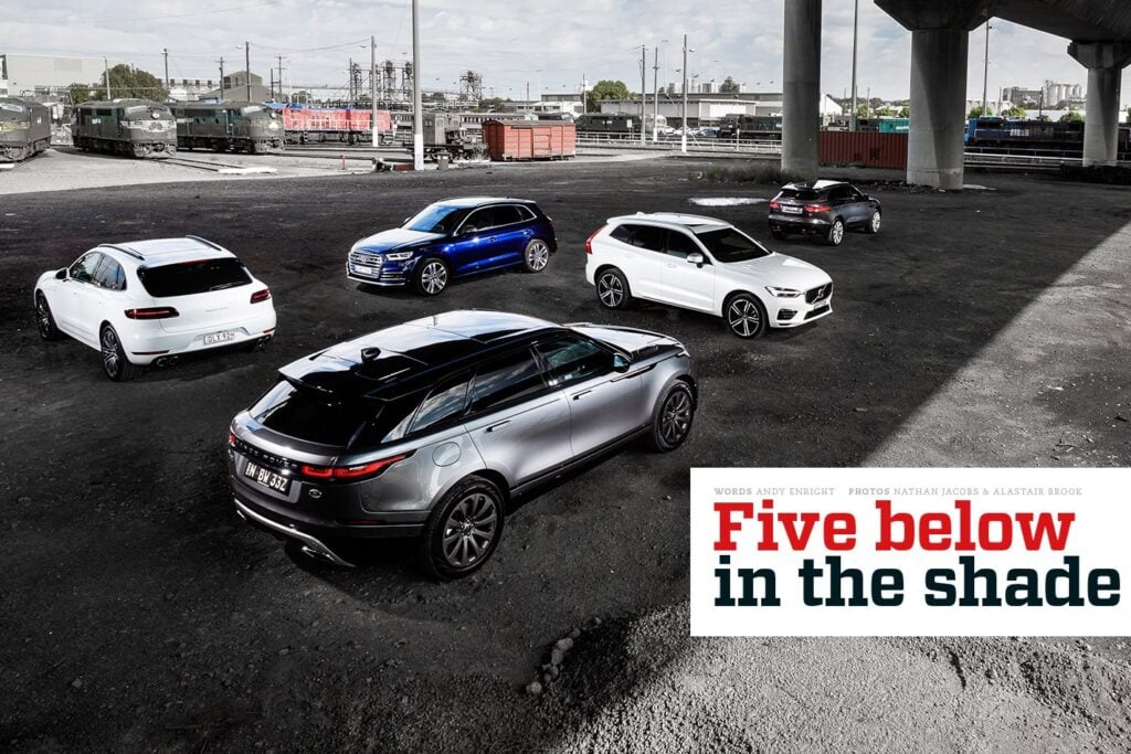 Audi SQ5 v Jaguar F-Pace S v Porsche Macan Turbo v Range Rover Velar P380 v Volvo XC60 T8 comparison review