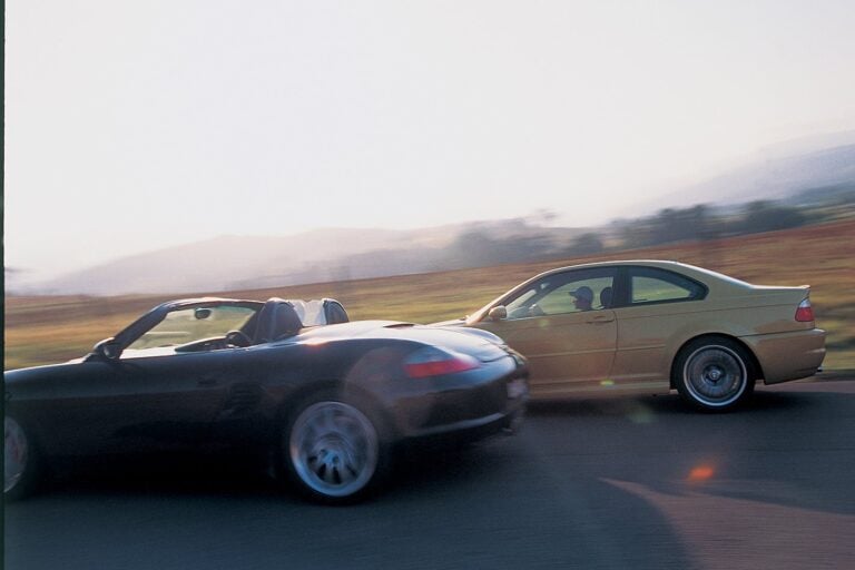 2003 BMW M3 vs 2003 Porsche Boxster S side