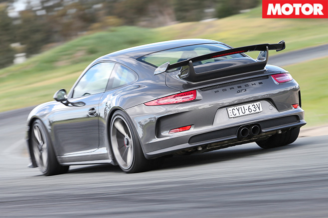 Porsche GT3 Performance car of year rear driving