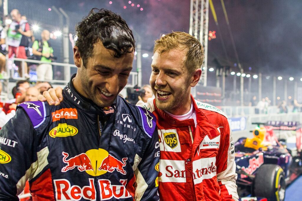 Daniel Ricciardo and Sebastian Vettel