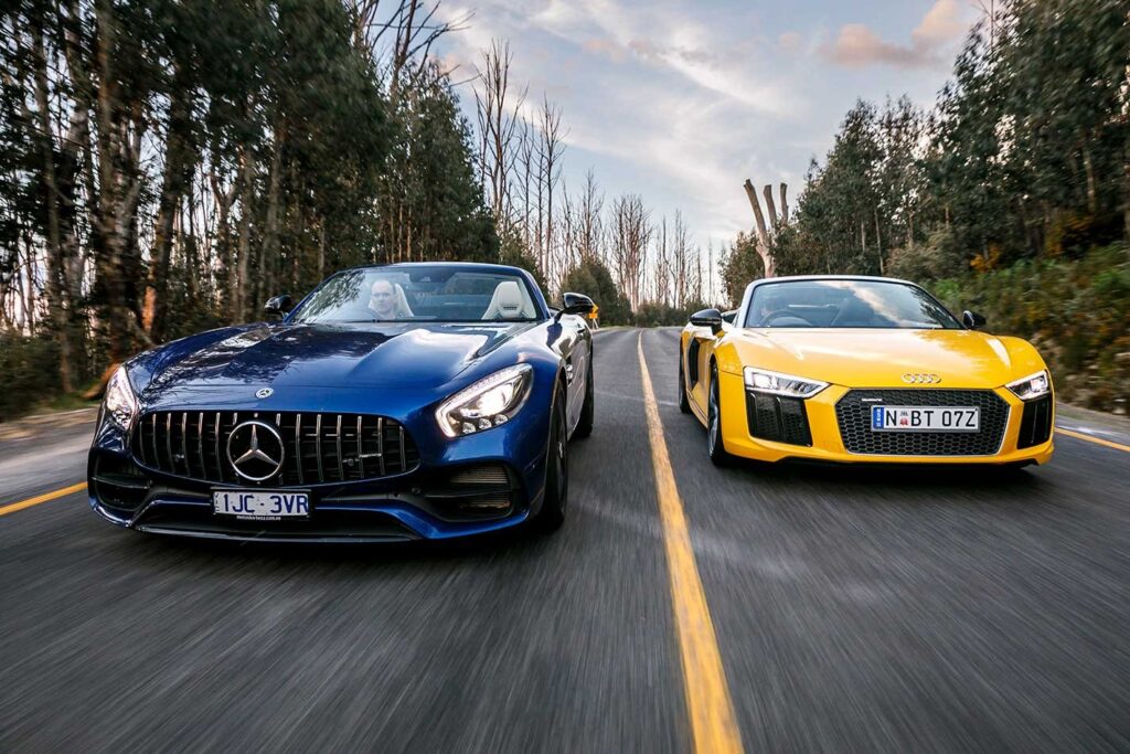 2018 Audi R8 Spyder vs AMG GT Roadster comparison review