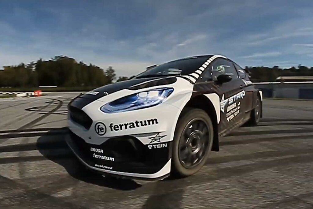 Hayden Paddon 447kW electric rallycross car driven