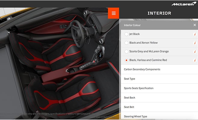 McLaren 720S interior config