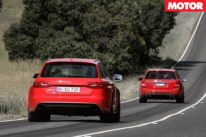 Audi rs4 v Mercedes C63 507 Estate rear