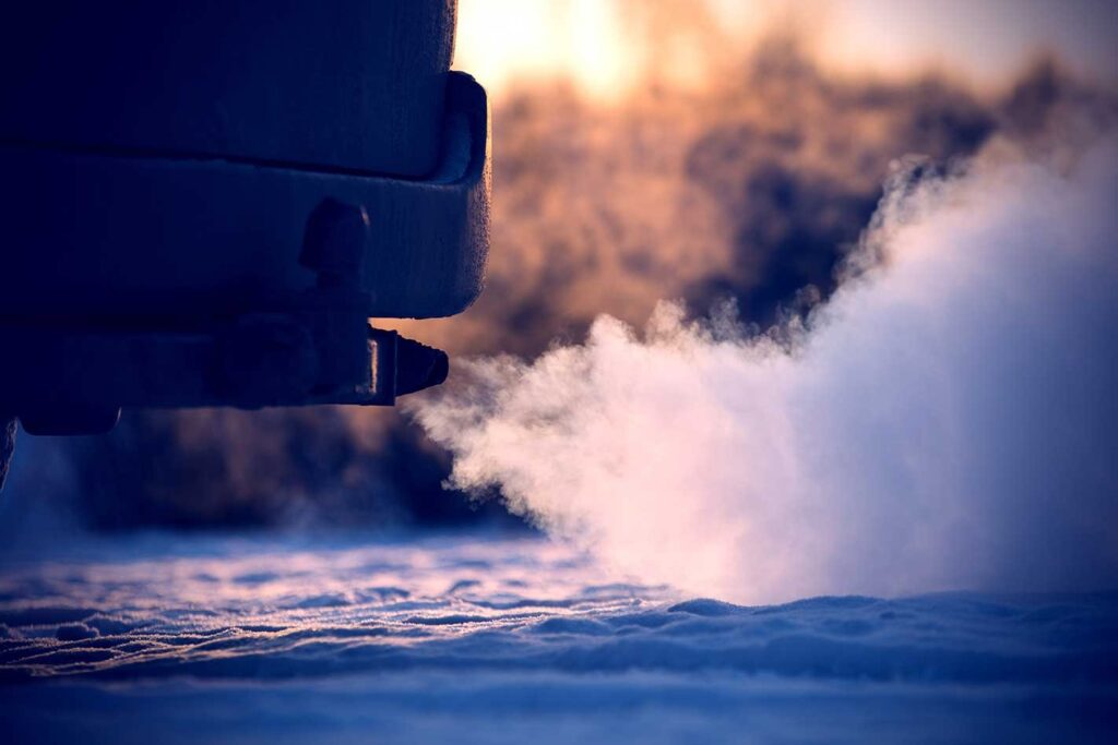 Warming engine on cold day