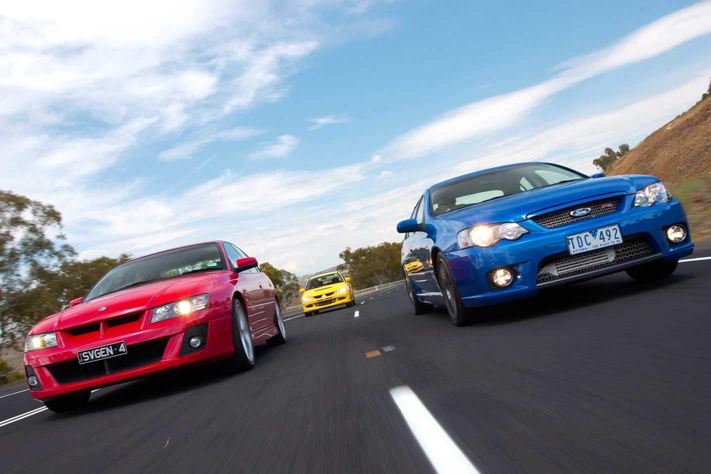 2005 HSV Clubsport vs FPV F6 Typhoon vs Mitsubishi Evo VIII comparison classic MOTOR