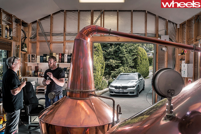 Whisky -Distillery -BMW-7-Series -parked -outside