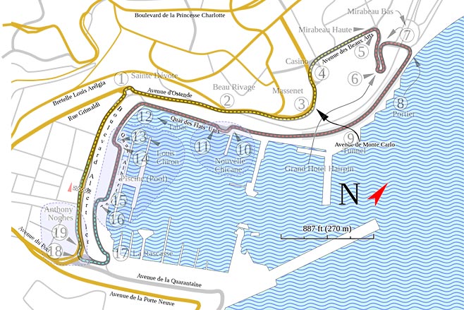 monaco circuit layout with streets