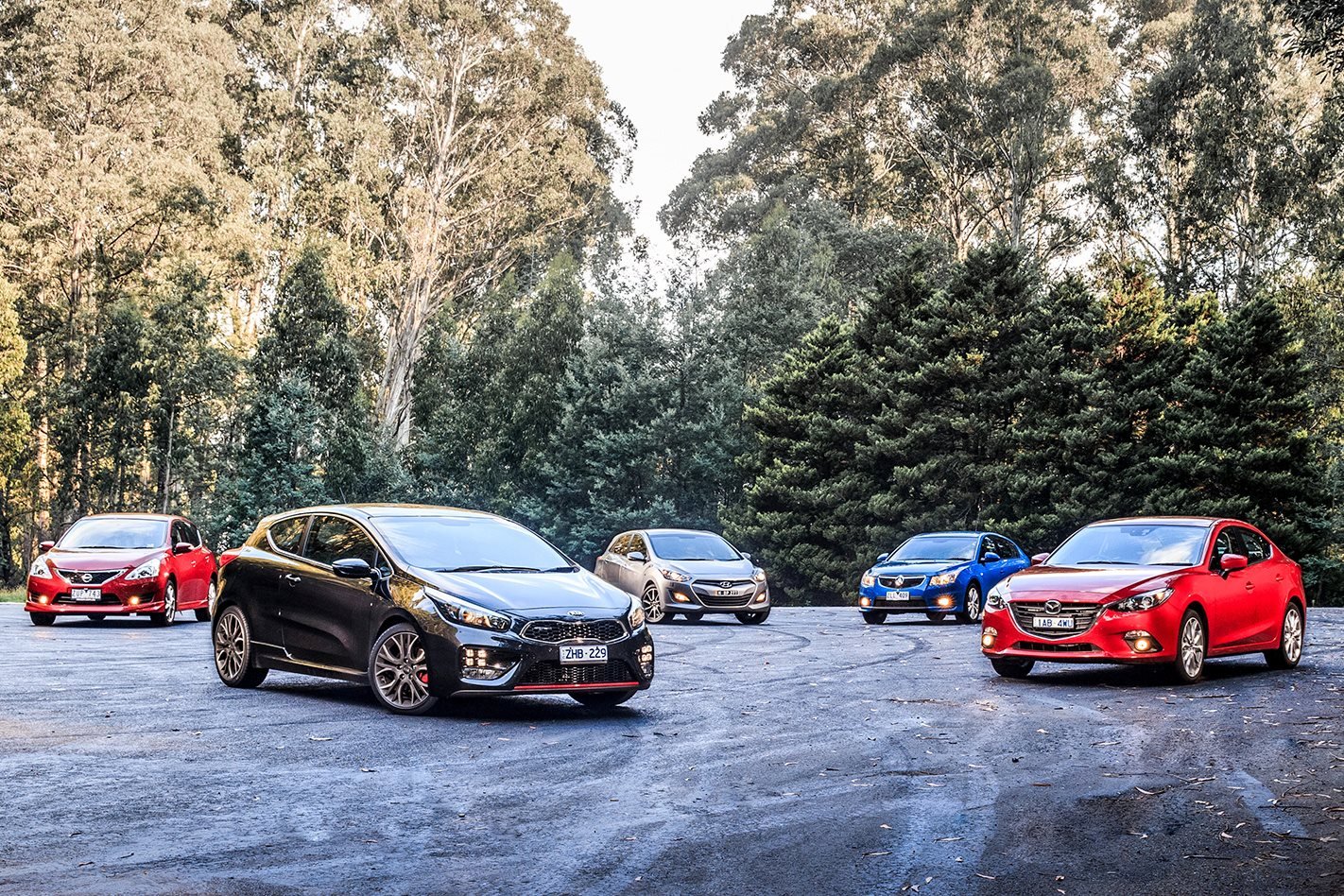 Kia Proceed GT vs Mazda 3 SP25 vs Hyundai i30 SR vs Holden Cruze SRI vs Nissan Pulsar SSS