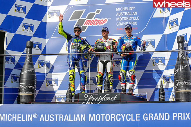 Moto Gp -riders -on -podium