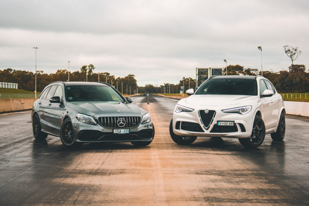 2021 Alfa Romeo Stelvio Q v Mercedes-AMG C63 S wagon