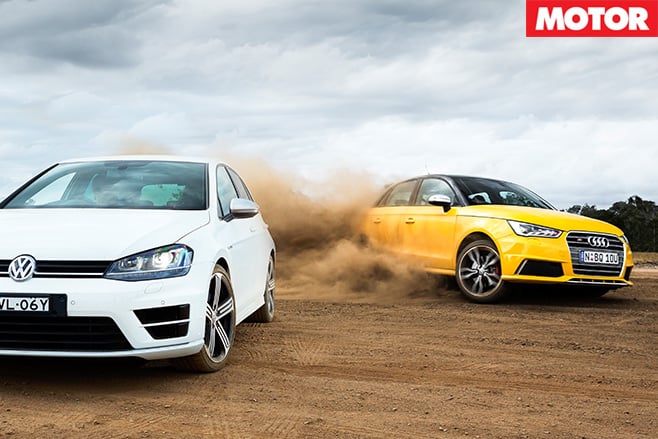 Audi S1 vs VW Golf-R driving