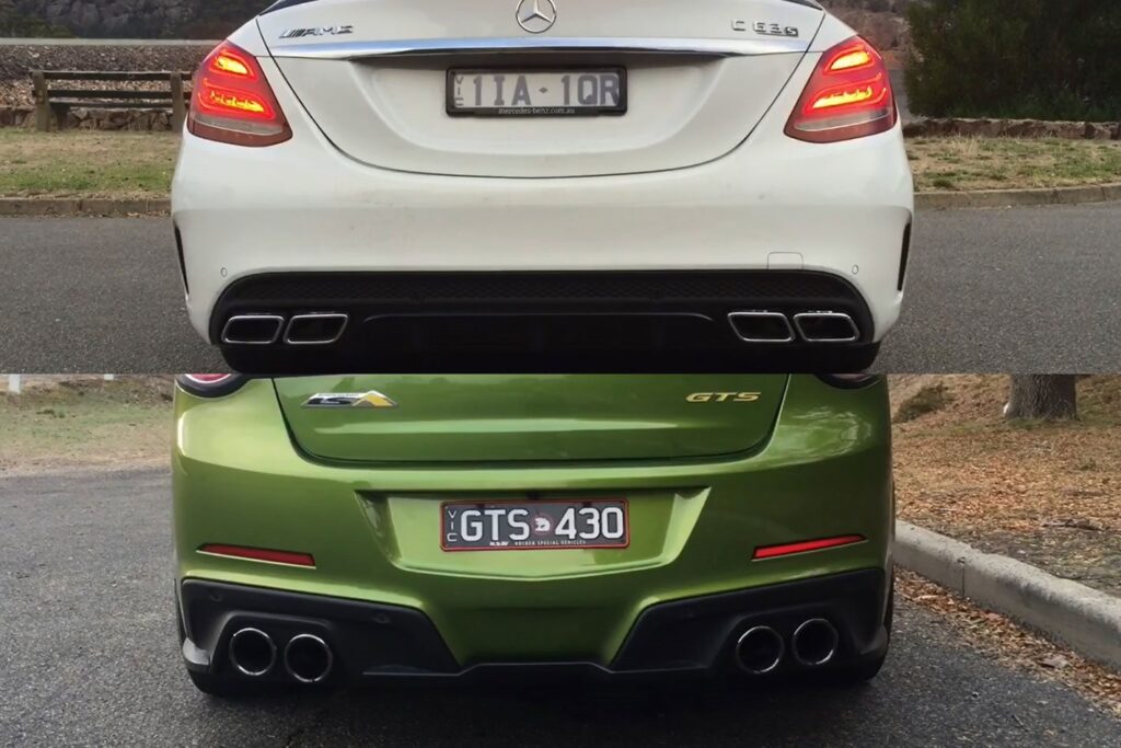 Mercedes-AMG C63 vs HSV GTS rev battle