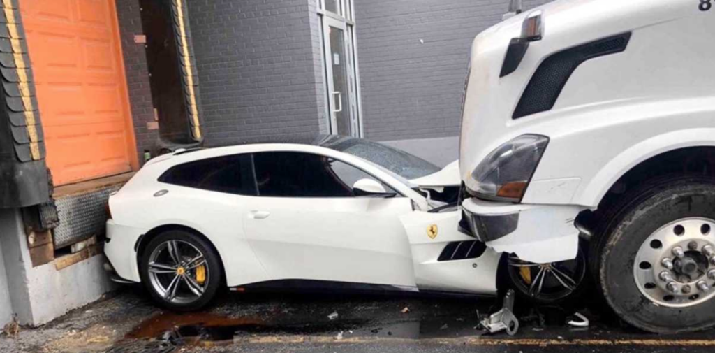 ferrari vs semi trailer