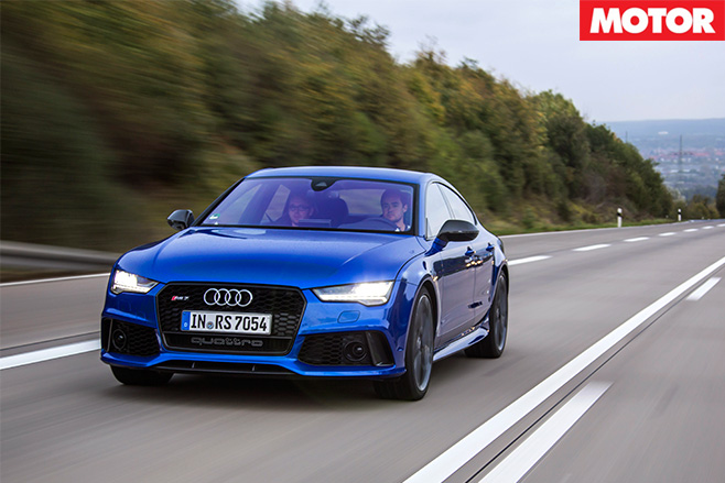 Audi driving motorway front