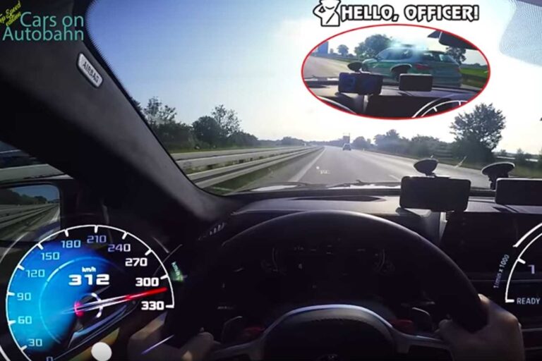 2018 BMW M5 rockets past police on Autobahn