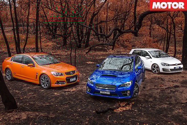 Wrx v commodore ss-v v golf gti still